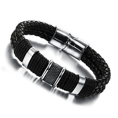 Trendy Personality Bracelet for Men - Versatile Stylish Minimalist Hip-Hop Leather Cuff Jewelry