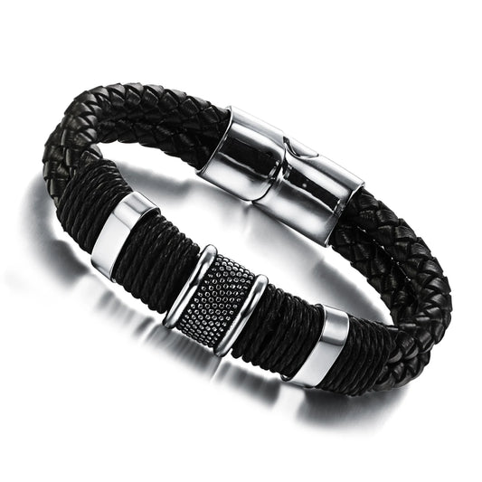 Trendy Personality Bracelet for Men - Versatile Stylish Minimalist Hip-Hop Leather Cuff Jewelry