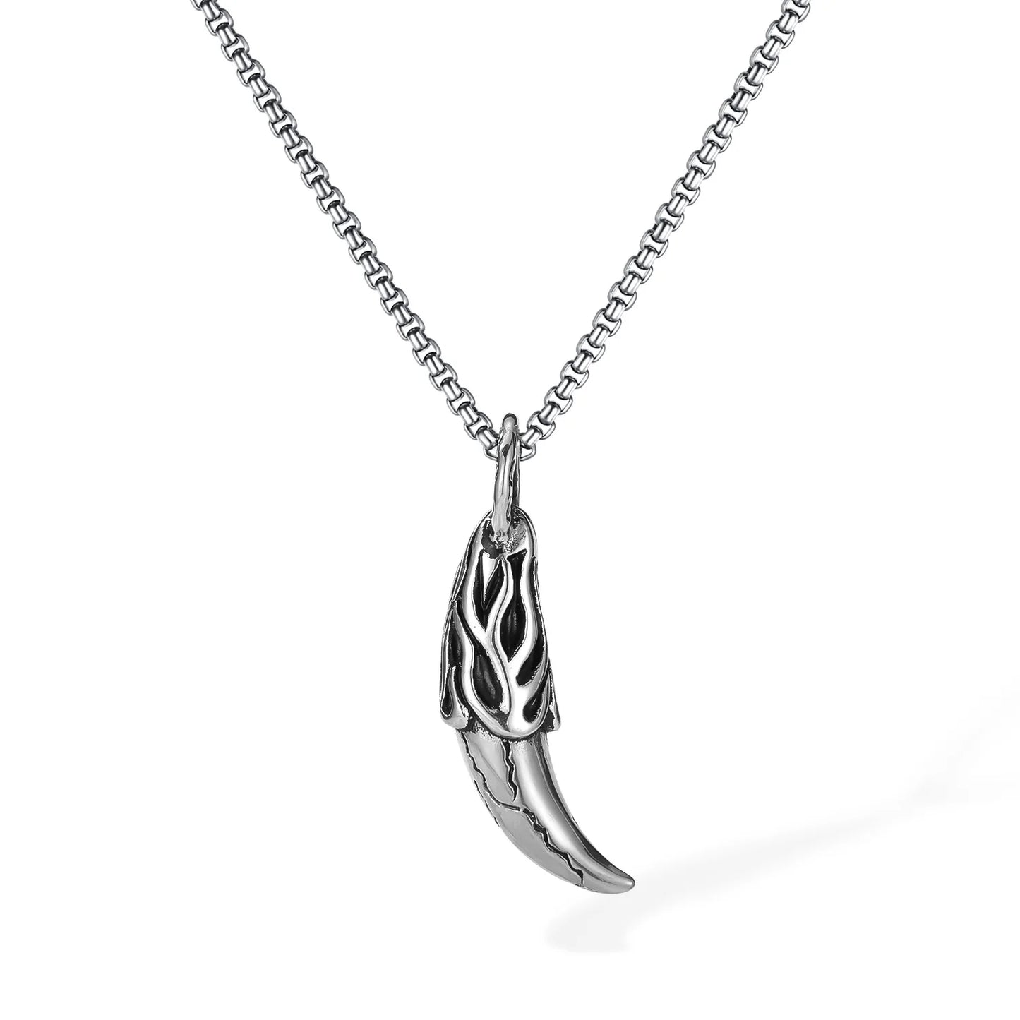 Men’s Wolf Fang Pendant Necklace – Punk Stainless Steel Tooth Amulet, Streetwear Hip Hop Chain Jewelry