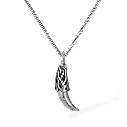 Men’s Wolf Fang Pendant Necklace – Punk Stainless Steel Tooth Amulet, Streetwear Hip Hop Chain Jewelry