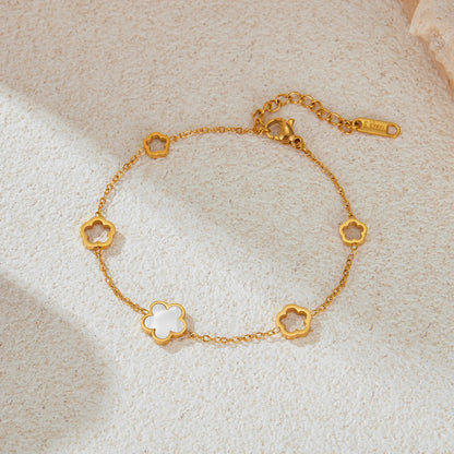 Minimalist Hollow Shell Flower Bracelet for Women – Stainless Steel Plated Elegant Wristwear, Ocean-Inspired Fashion Jewelry