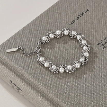 Trendy Pearl Wrap Chain Bracelet for Women – Creative Stainless Steel Design Jewelry