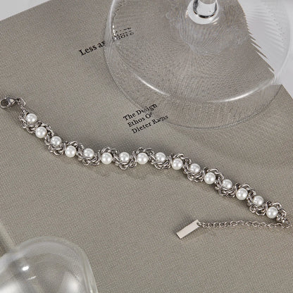 Trendy Pearl Wrap Chain Bracelet for Women – Creative Stainless Steel Design Jewelry