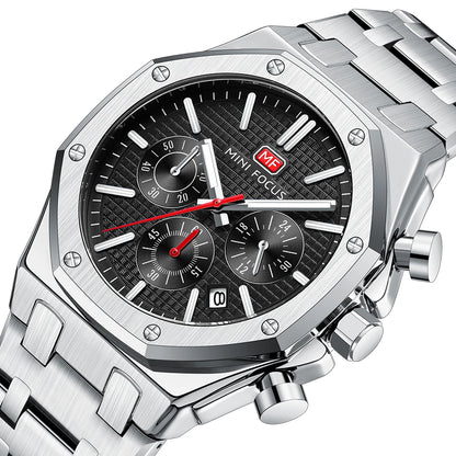 MINIFOCUS Men’s Business Casual Multifunction Quartz Watch – Luminous Waterproof Stainless Steel Band Watch Father’s Day Gift
