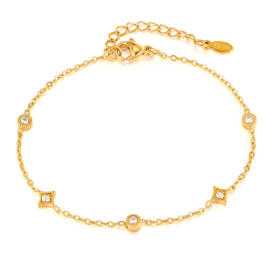 Geometric Zircon Stainless Steel Bracelet for Women – Minimalist Titanium INS Style Jewelry