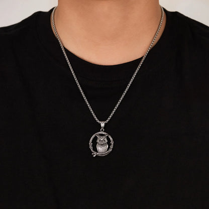 Men’s Vintage Owl Pendant Necklace – Creative Stainless Steel Animal Jewelry with Retro Style