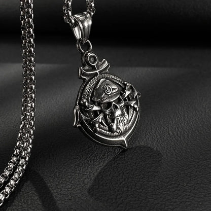 Men’s Pirate Skull Pendant Necklace – Vintage Punk Stainless Steel Street Style Jewelry