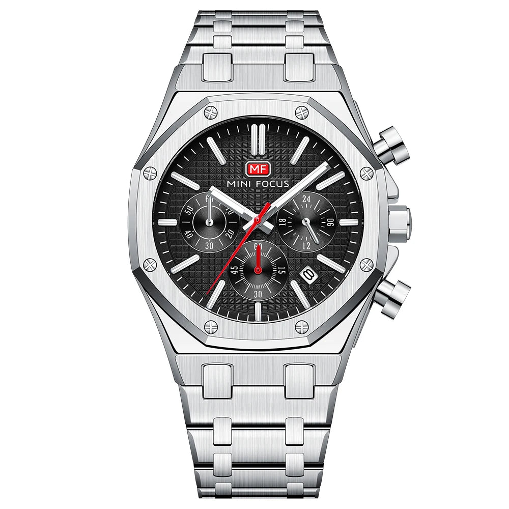 MINIFOCUS Men’s Business Casual Multifunction Quartz Watch – Luminous Waterproof Stainless Steel Band Watch Father’s Day Gift