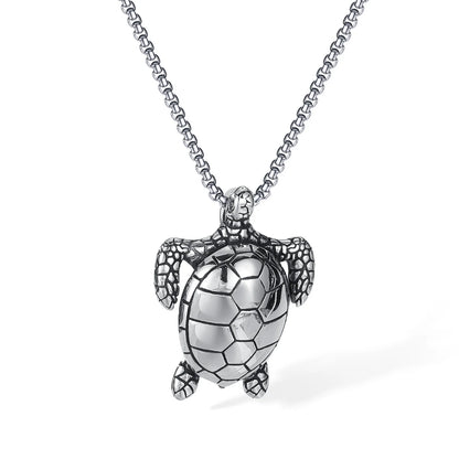 Men’s Sea Turtle Pendant Necklace – Hip Hop Style Stainless Steel Animal Jewelry for Trendy Streetwear