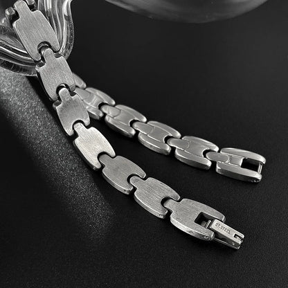 Men’s Hip Hop Curved Plate Bracelet – Polished Titanium Stainless Steel Wristband, Minimalist Urban Jewelry