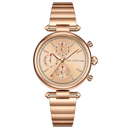 MINIFOCUS Women's Fashion Quartz Watch – Multifunction Waterproof Stainless Steel Timepiece Elegant Casual Luxury Gift for Her