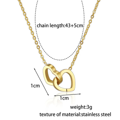 Personalized Custom Engraved Name Double Round Pendant Stainless Steel Necklace Valentine's Day Mother's Day Gift for Mom Her