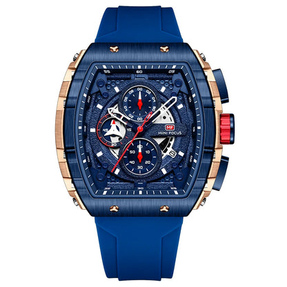 MINIFOCUS Luxury Men's Sports Watch Barrel Curved Glass Waterproof Luminous Automatic Analog Watch for Outdoor & Business