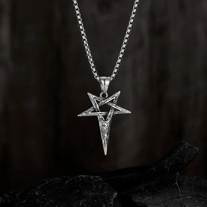 Men’s Viking Pendant Necklace – Horus Eye & Pentagram Symbol Retro Punk Stainless Steel Jewelry