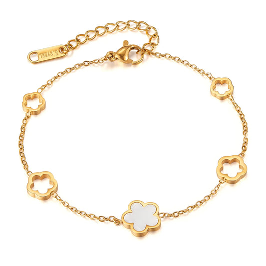 Minimalist Hollow Shell Flower Bracelet for Women – Stainless Steel Plated Elegant Wristwear, Ocean-Inspired Fashion Jewelry