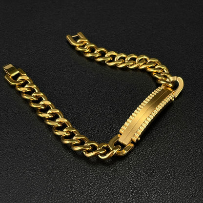 Vintage Gold Cuban Chain Bracelet for Men – Stainless Steel Titanium Punk Style Jewelry