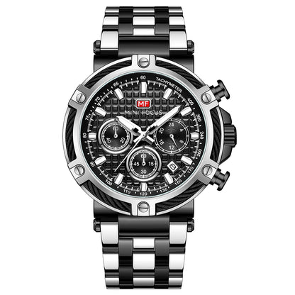 MINIFOCUS Men's Luxury Business Casual Watch Waterproof Quartz Wristwatch Luminous Stainless Steel Fashion Chronograph for Work
