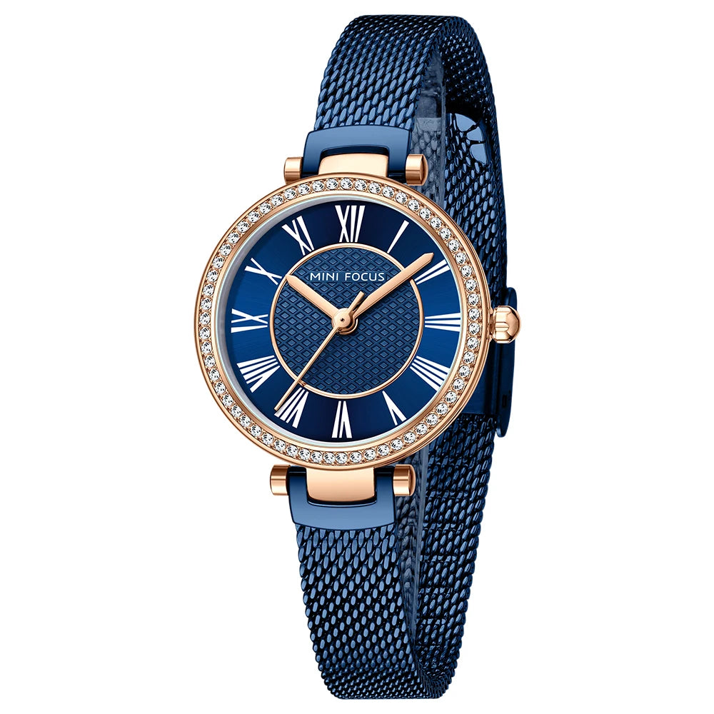 MINIFOCUS Women's Watch Japanese Quartz Waterproof Fashion Wristwatch Milanese Mesh Stainless Steel Band Elegant Gift for Ladies