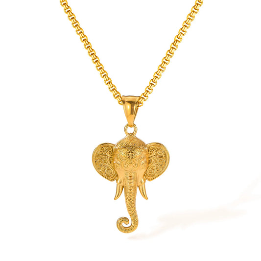 Men’s Retro Elephant Pendant Necklace – Creative Hip Hop Stainless Steel Chain Jewelry
