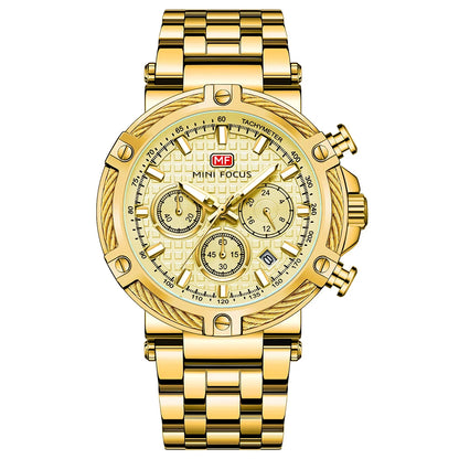 MINIFOCUS Men's Luxury Business Casual Watch Waterproof Quartz Wristwatch Luminous Stainless Steel Fashion Chronograph for Work