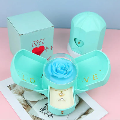 New Creative Double Open Preserved/Soap Rose Gift Box Drawer Jewelry Box Necklace Christmas Birthday Holiday Gift Set Box