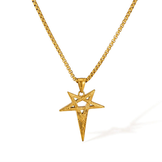 Men’s Viking Pendant Necklace – Horus Eye & Pentagram Symbol Retro Punk Stainless Steel Jewelry