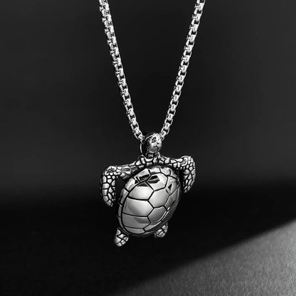 Men’s Sea Turtle Pendant Necklace – Hip Hop Style Stainless Steel Animal Jewelry for Trendy Streetwear