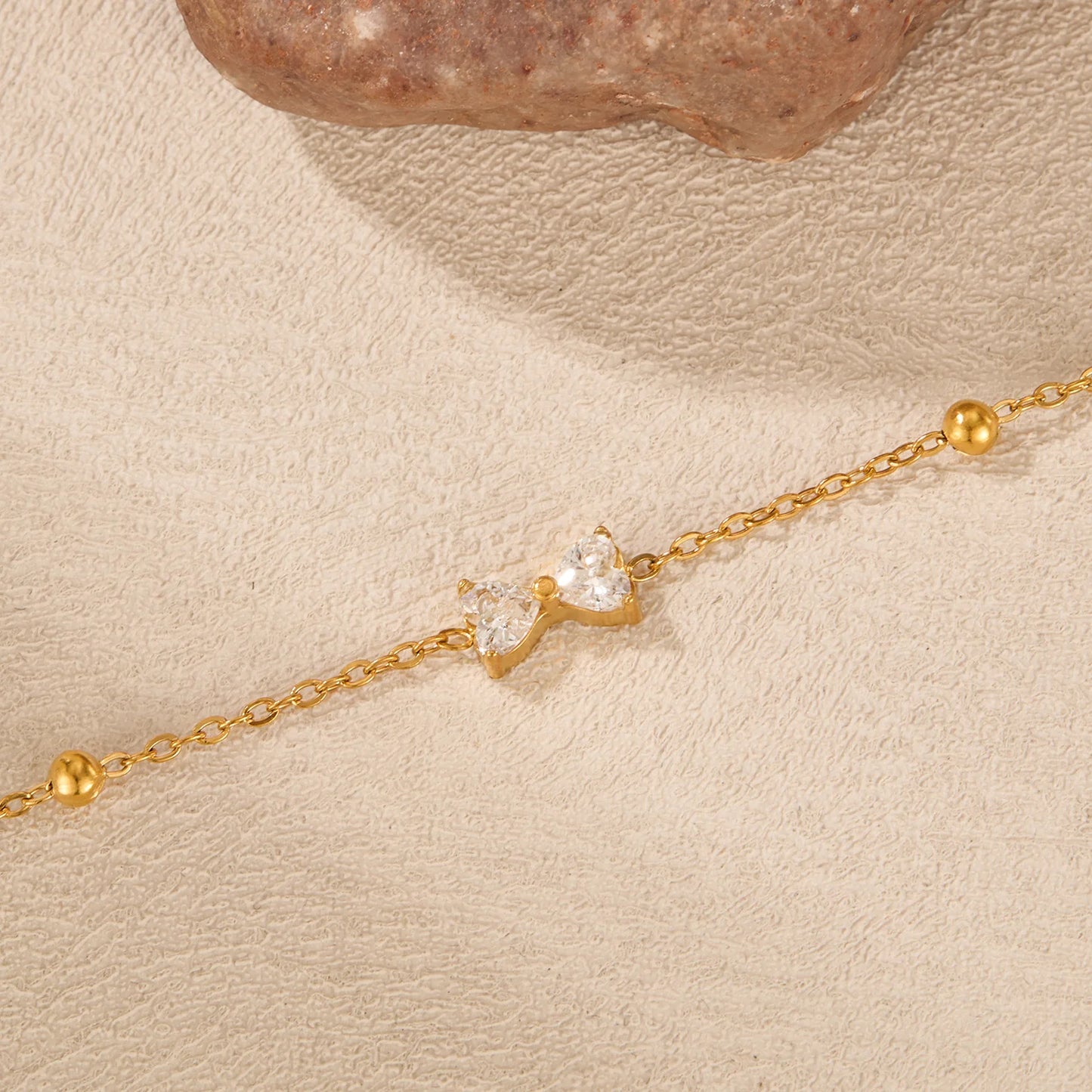 Elegant Bow Knot Zircon Bracelet for Women – Gold Stainless Steel Minimalist Titanium Steel Jewelry