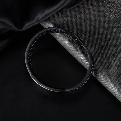Men’s Retro Leather Bracelet – Classic Hip Hop Street Style Wristband, Fashion Accessory for Trendy Looks
