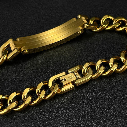 Vintage Gold Cuban Chain Bracelet for Men – Stainless Steel Titanium Punk Style Jewelry