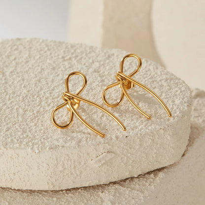 Minimalist Stainless Steel Bow Earrings for Women – Creative INS Style Statement Jewelry