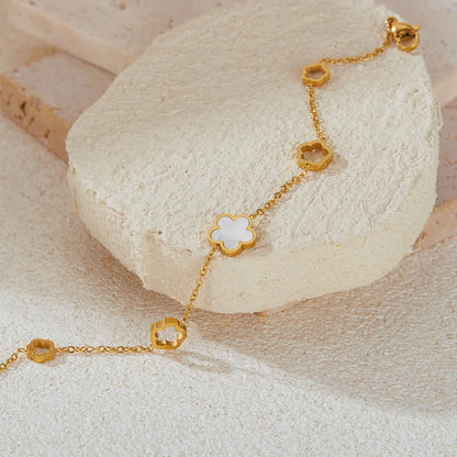 Minimalist Hollow Shell Flower Bracelet for Women – Stainless Steel Plated Elegant Wristwear, Ocean-Inspired Fashion Jewelry
