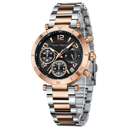 MINIFOCUS Women's Dopamine-Inspired Fashion Watch Luminous Quartz Timepiece Stainless Steel Band Waterproof Trendy Gift for Her