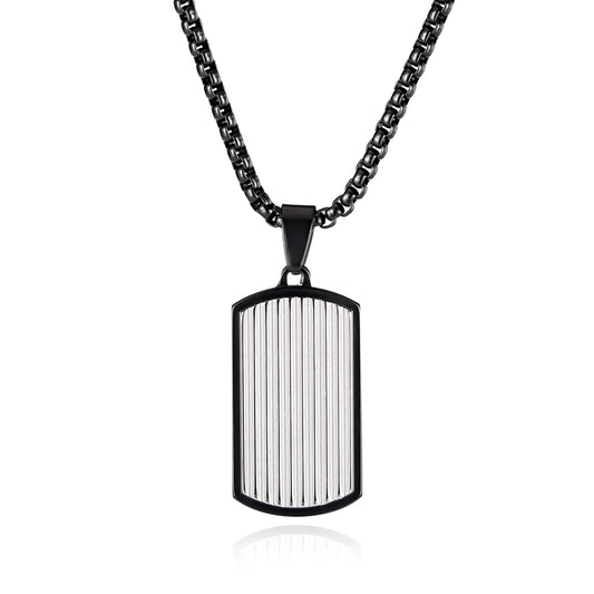 Men’s Geometric Pendant Necklace – Minimalist Punk Style Stainless Steel Chain Jewelry