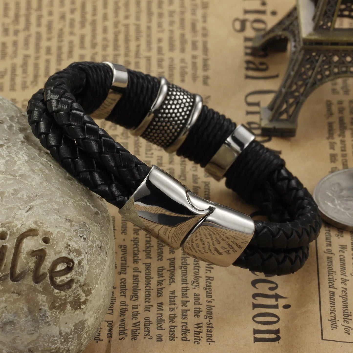 Trendy Personality Bracelet for Men - Versatile Stylish Minimalist Hip-Hop Leather Cuff Jewelry
