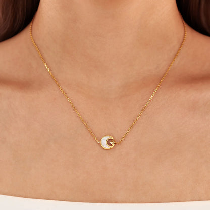 Fashion Versatile 4-Pointed Star Shell Moon Necklace for Women - Stylish Stainless Steel Titanium Steel Collarbone Chain Jewelry