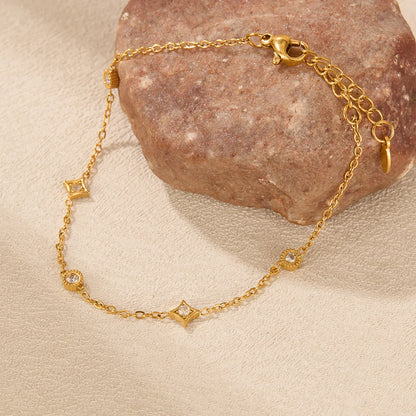 Geometric Zircon Stainless Steel Bracelet for Women – Minimalist Titanium INS Style Jewelry
