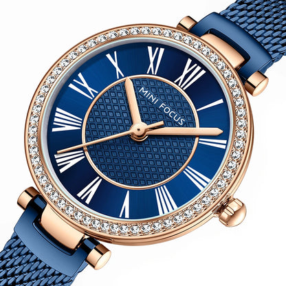 MINIFOCUS Women's Watch Japanese Quartz Waterproof Fashion Wristwatch Milanese Mesh Stainless Steel Band Elegant Gift for Ladies