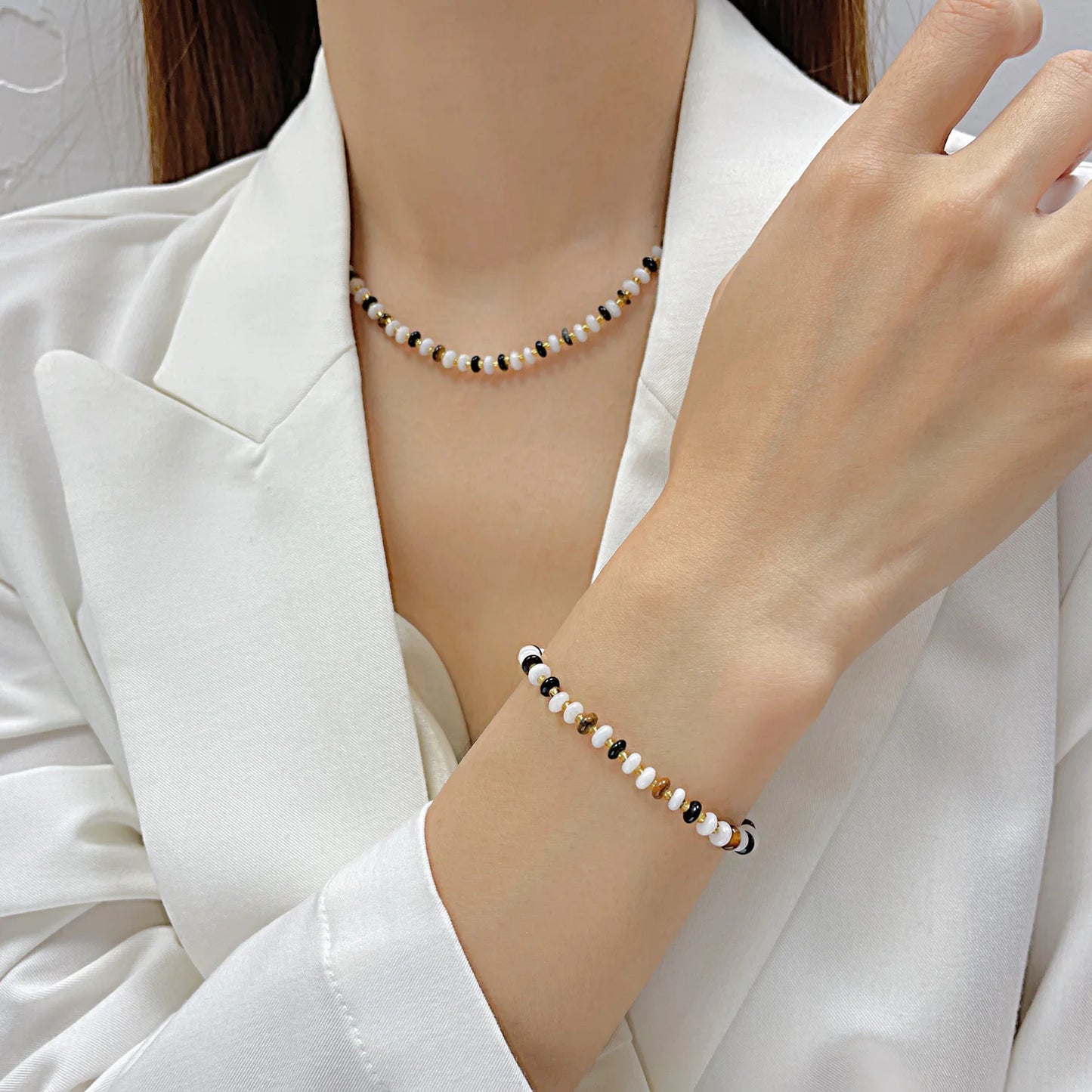 Bohemian Style Beaded Bracelet for Women – Retro Stainless Steel Tiger Eye Stone Dopamine Colorful Layered Wristband