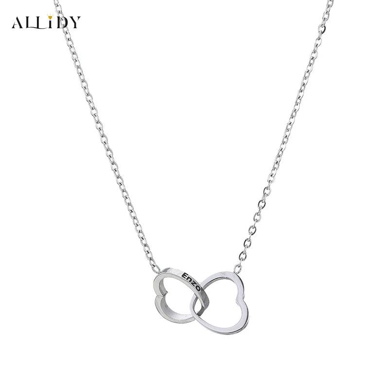 Custom Double Heart engraved Name Steel Necklace Eternal Rose box for Women Creative Surprise Confession Proposal Gifts