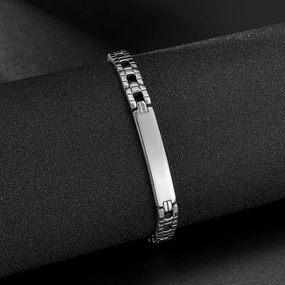 Men’s Curved Plate Stainless Steel Bracelet – Sleek Titanium Band-Style Wristwear, Trendy Minimalist Design