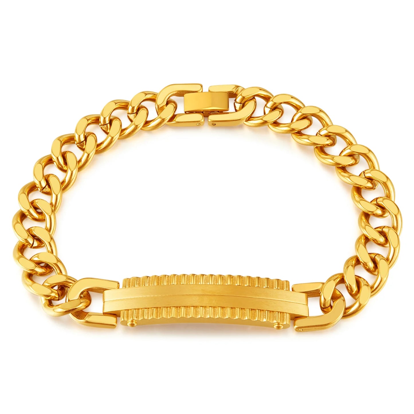 Vintage Gold Cuban Chain Bracelet for Men – Stainless Steel Titanium Punk Style Jewelry