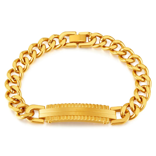 Vintage Gold Cuban Chain Bracelet for Men – Stainless Steel Titanium Punk Style Jewelry