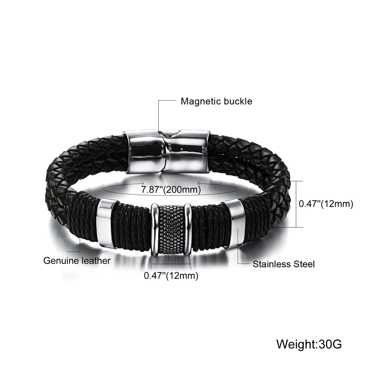 Trendy Personality Bracelet for Men - Versatile Stylish Minimalist Hip-Hop Leather Cuff Jewelry