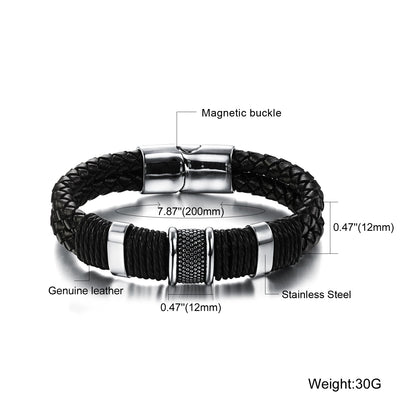 Trendy Personality Bracelet for Men - Versatile Stylish Minimalist Hip-Hop Leather Cuff Jewelry