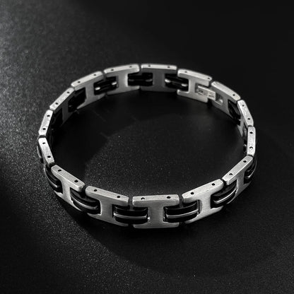 Men’s Punk Style Stainless Steel Bracelet – Retro Titanium Steel Fashion Wristband for Bold Urban Looks
