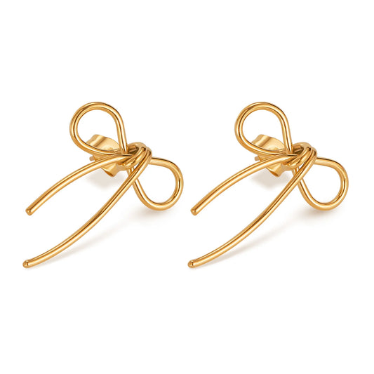 Minimalist Stainless Steel Bow Earrings for Women – Creative INS Style Statement Jewelry