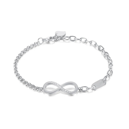 INS Style Stainless Steel Number 8 Zircon Chain Bracelet for Women