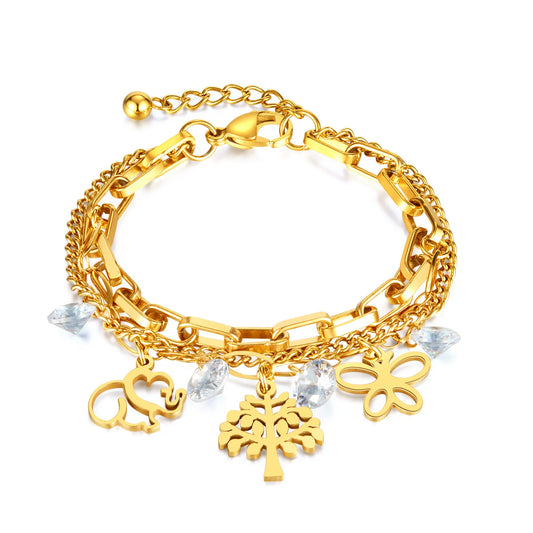 INS Style Tree of Life Bracelet for Women – Stainless Steel Minimalist Titanium Steel Wrist Jewelry