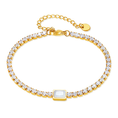 Gold-Plated Stainless Steel Zircon Bracelet for Women – Elegant Luxury Minimalist Titanium Jewelry, Hypoallergenic & Waterproof